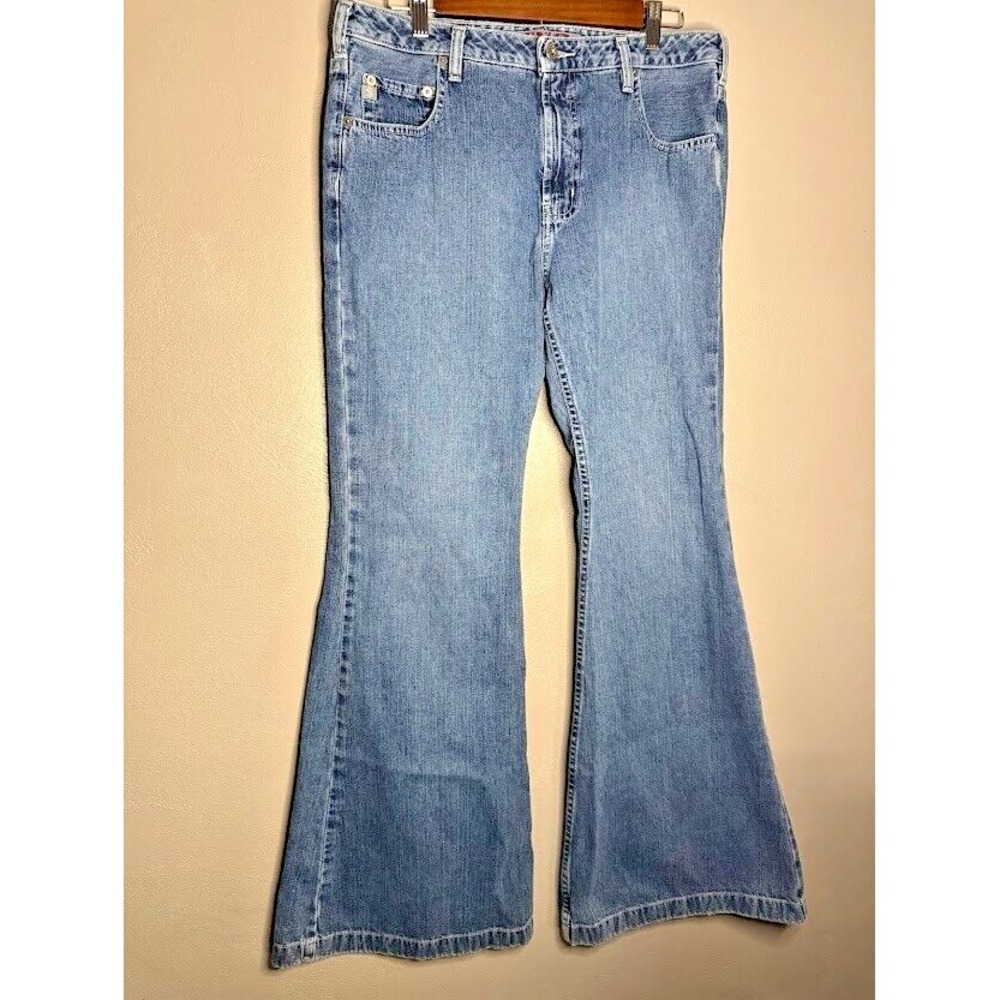 Vintage Silver Jeans Women's 34x33 Boho Hippy Flare Leg Bell Bottom Retro Denim